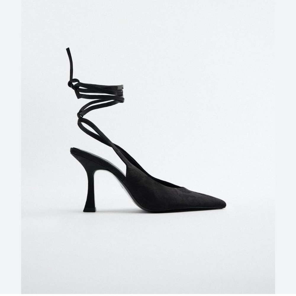 ZARA Sling back tie up heels, size 37/ 6.5